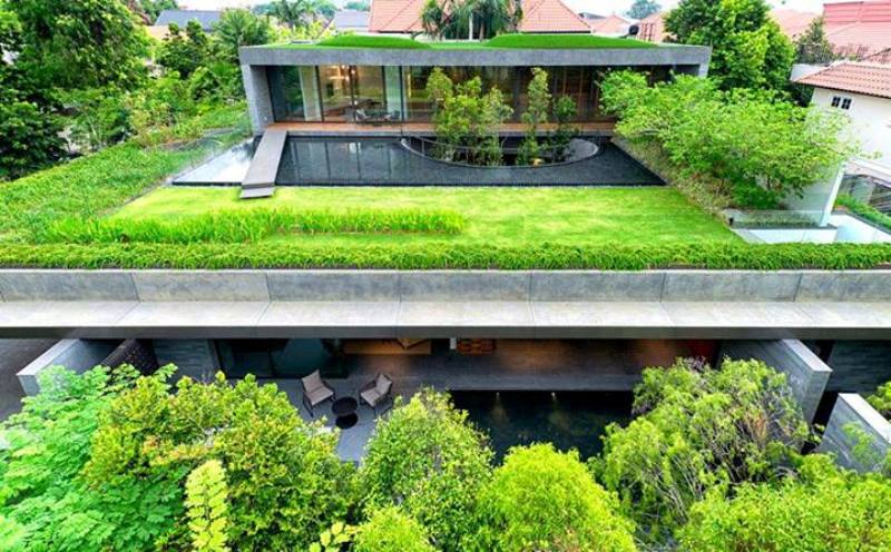 Vườn trên mái giúp làm mát không gian ngôi nhà